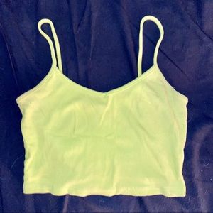 Neon Green Ribbed Cropped Tank